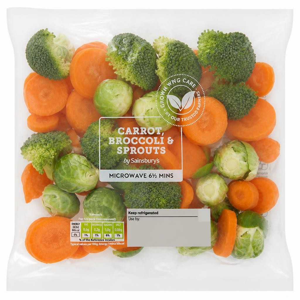 Sainsbury's Carrot Broccoli & Sprouts 480g