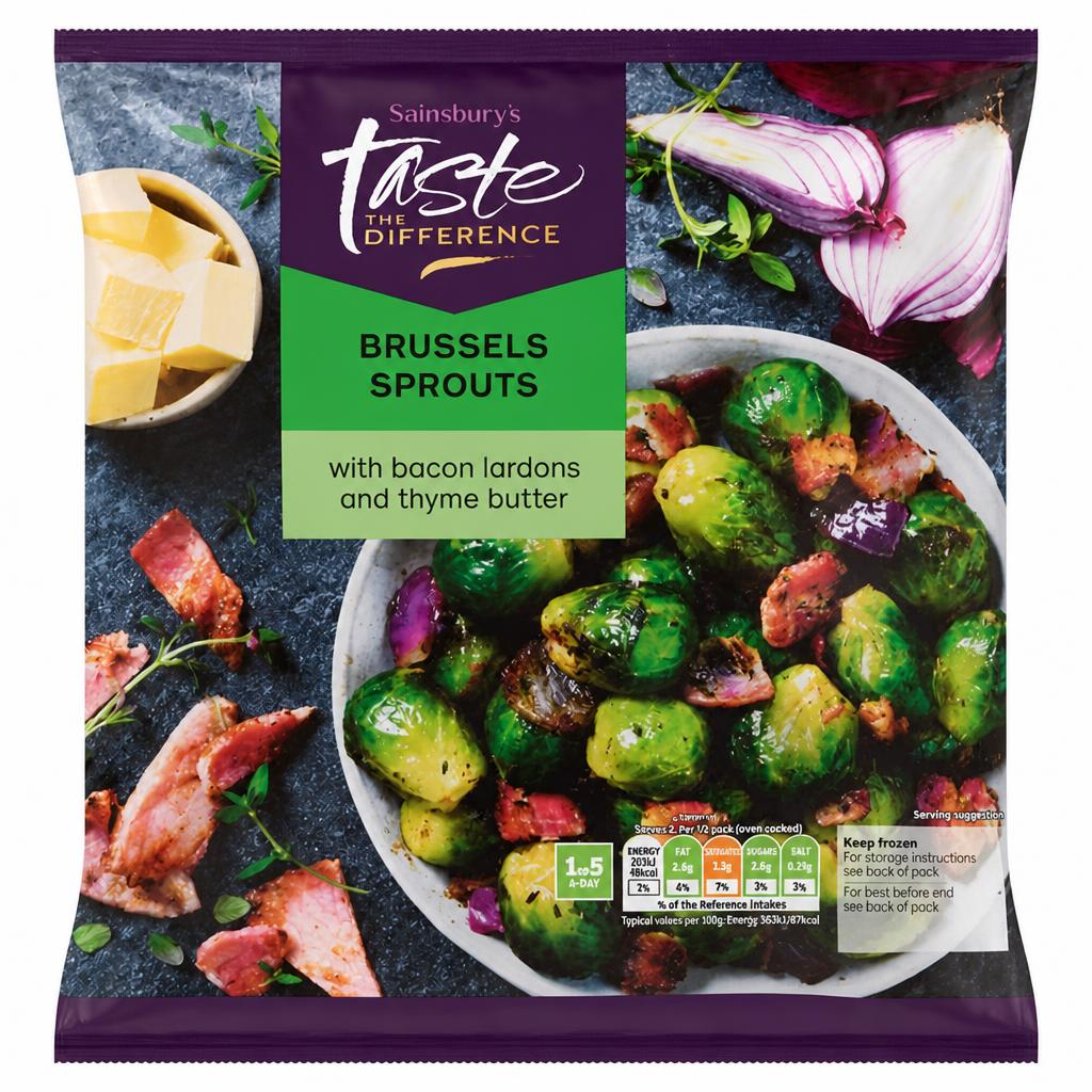 Sainsbury's Brussels Sprouts with Bacon Lardons & Thyme Butter, Taste the Difference 500g