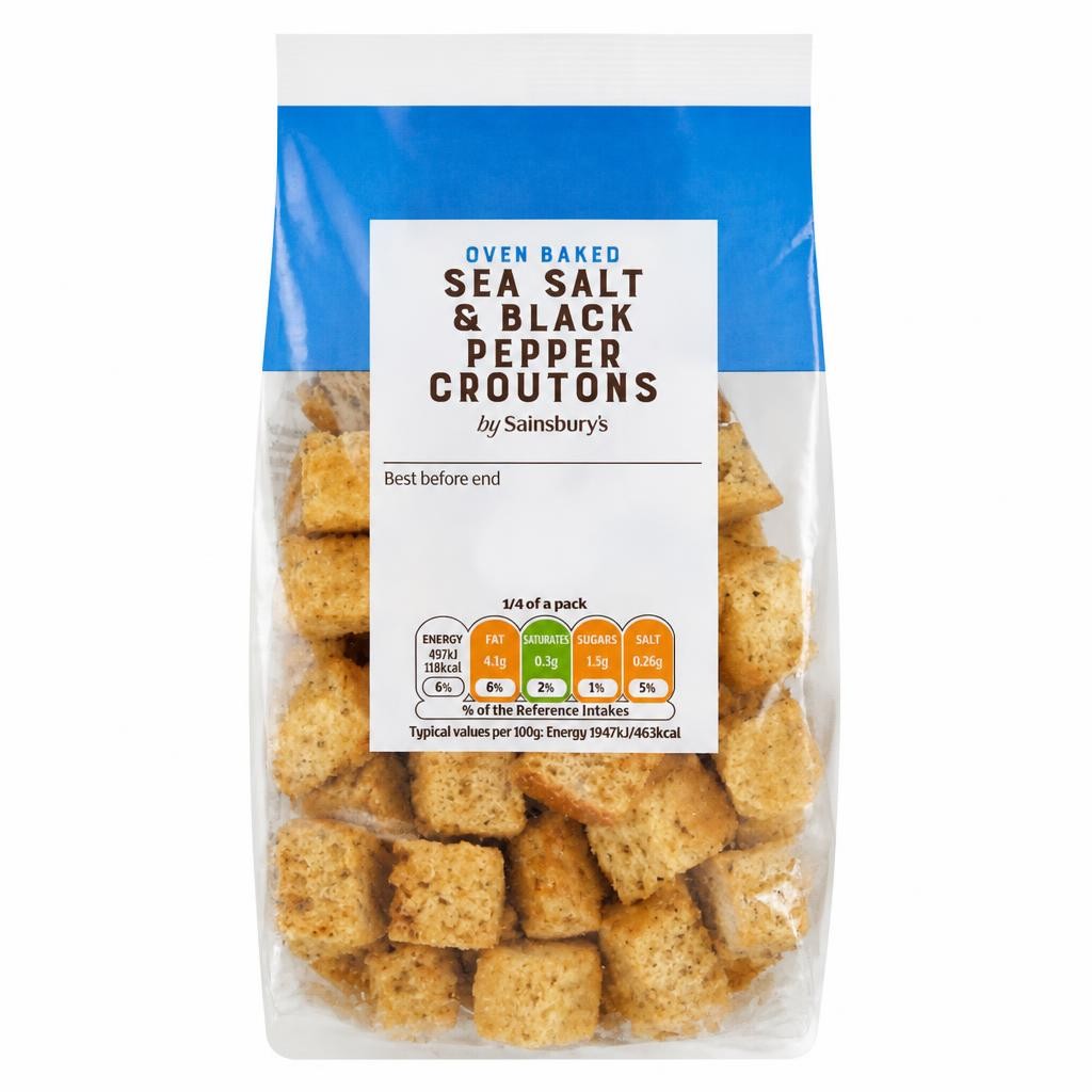 Sainsbury's Black Pepper & Sea Salt Croutons 100g