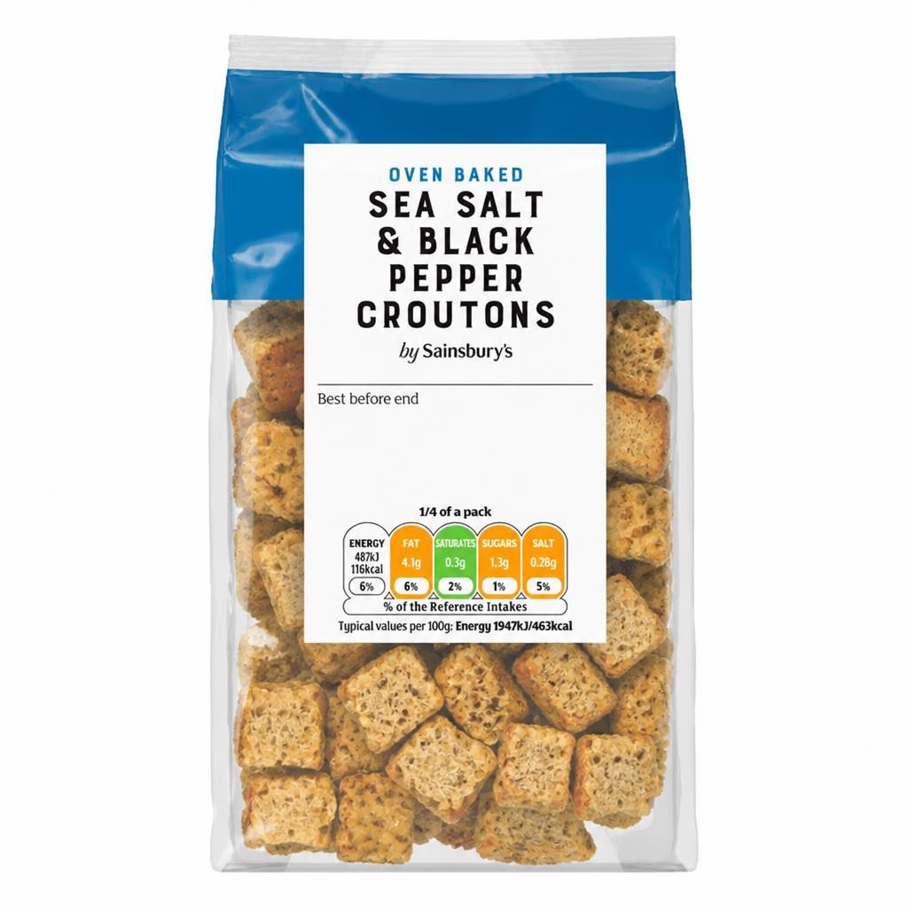Sainsbury's Black Pepper & Sea Salt Croutons 100g