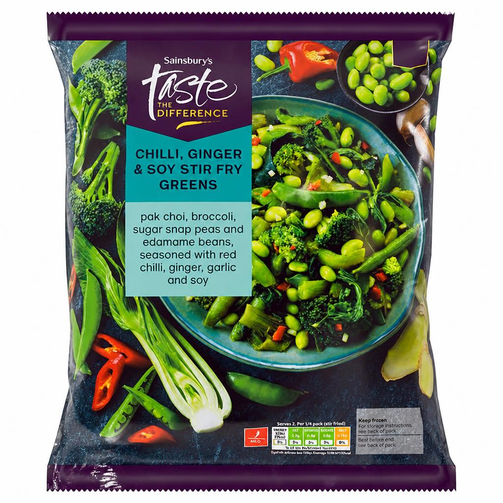 Sainsbury's Chilli, Ginger & Soy Stir Fry Greens, Taste the Difference 600g