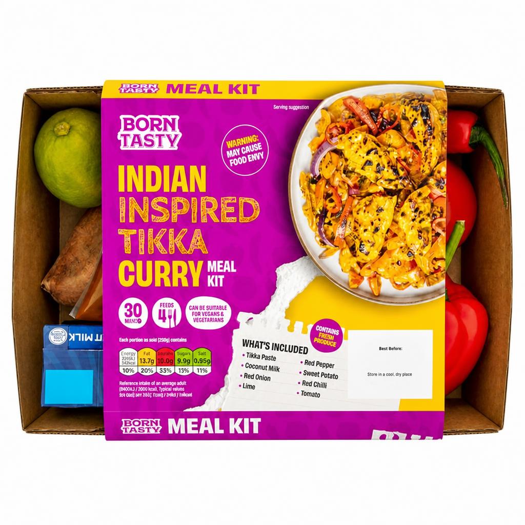 Born Tasty Indian Inspired Tikka Curry Meal Kit 1000g