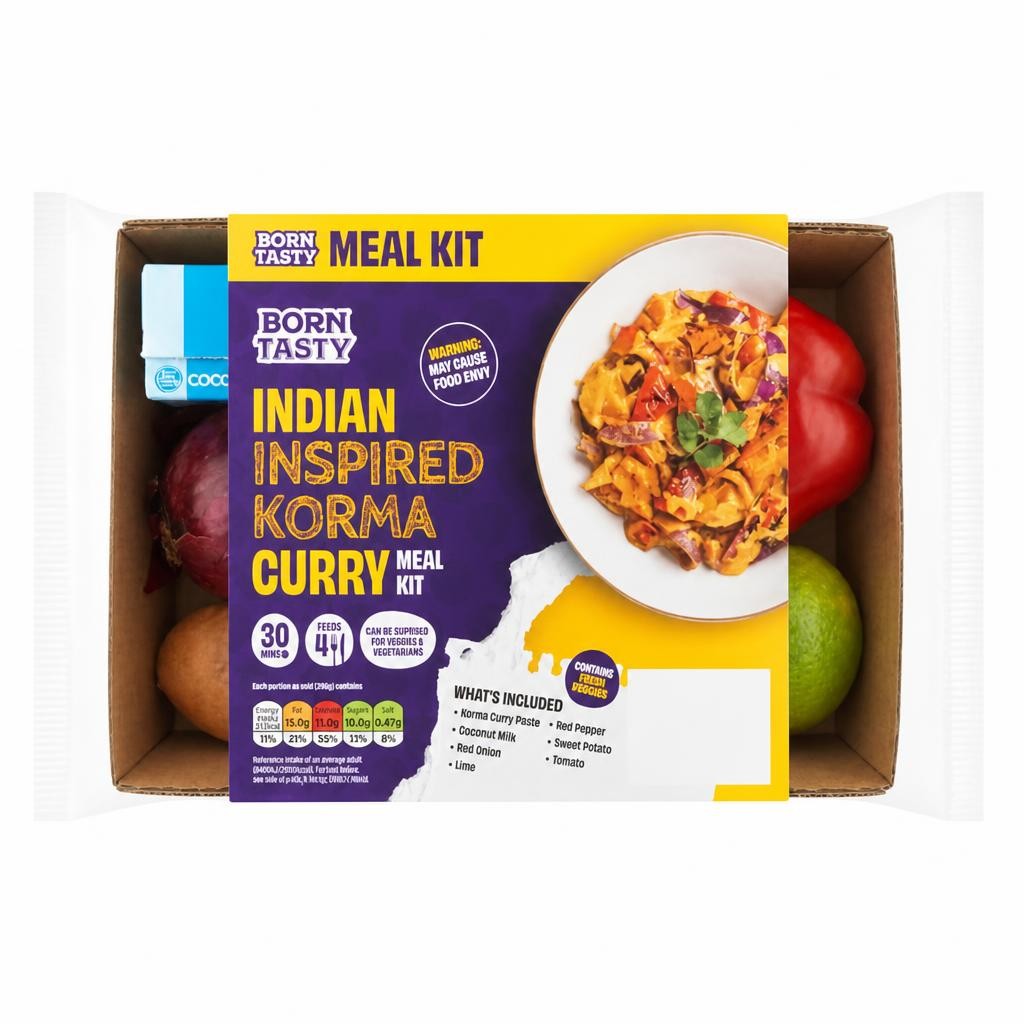 Born Tasty Indian Inspired Korma Curry Meal Kit 1000g