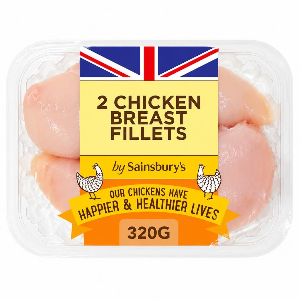 Sainsbury's 320g British Fresh Skinless & Boneless Chicken Breast Fillets