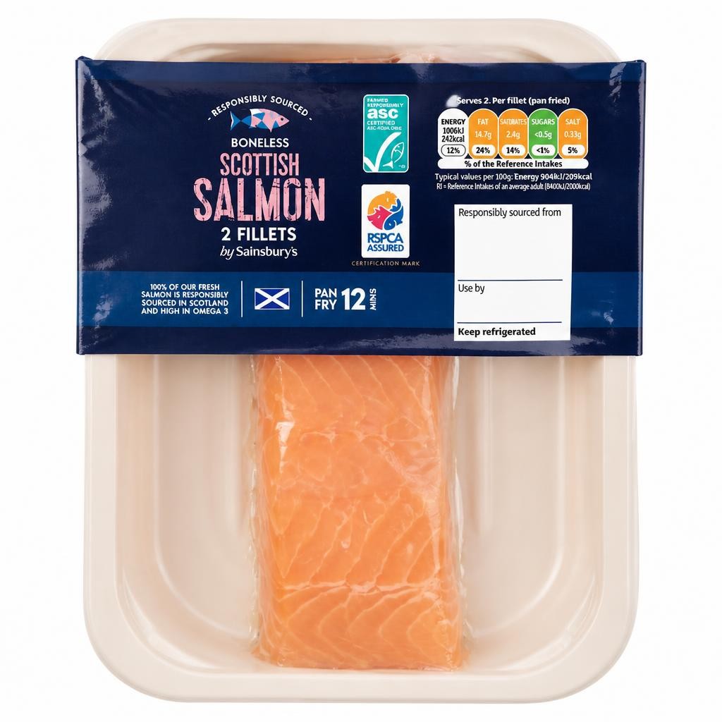 Sainsbury's Skin on ASC Scottish Salmon Fillets x2 240g