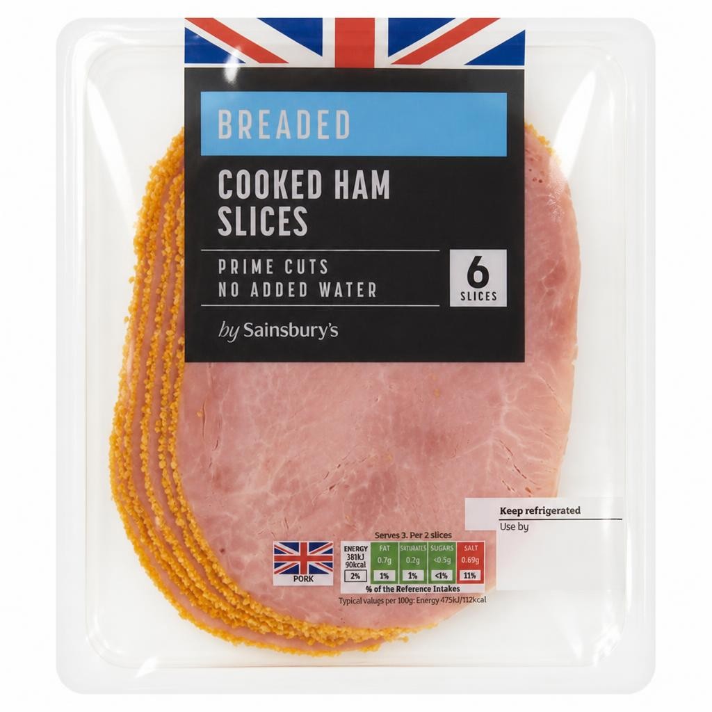 Sainsbury's 6 Breaded Cooked Ham Slices 120g