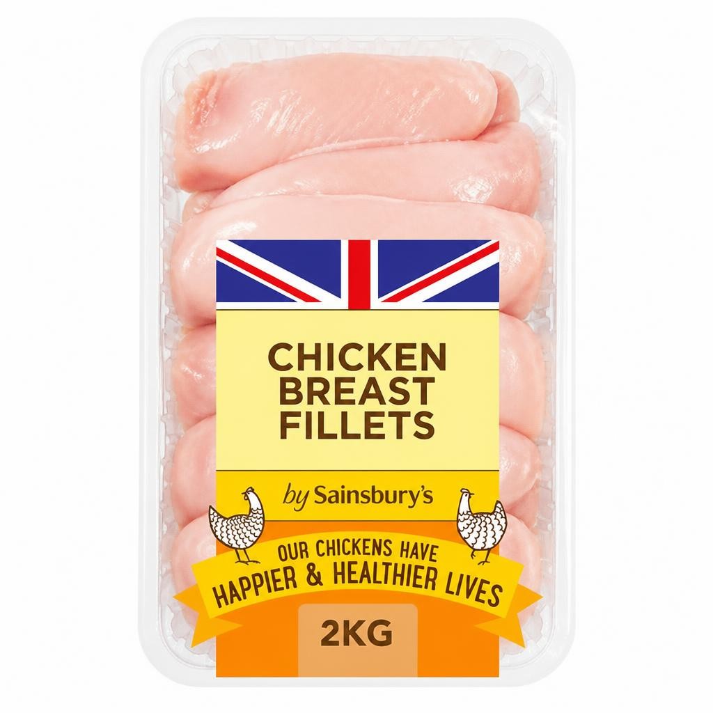 Sainsbury's 2kg British Fresh Skinless & Boneless Chicken Breast Fillets