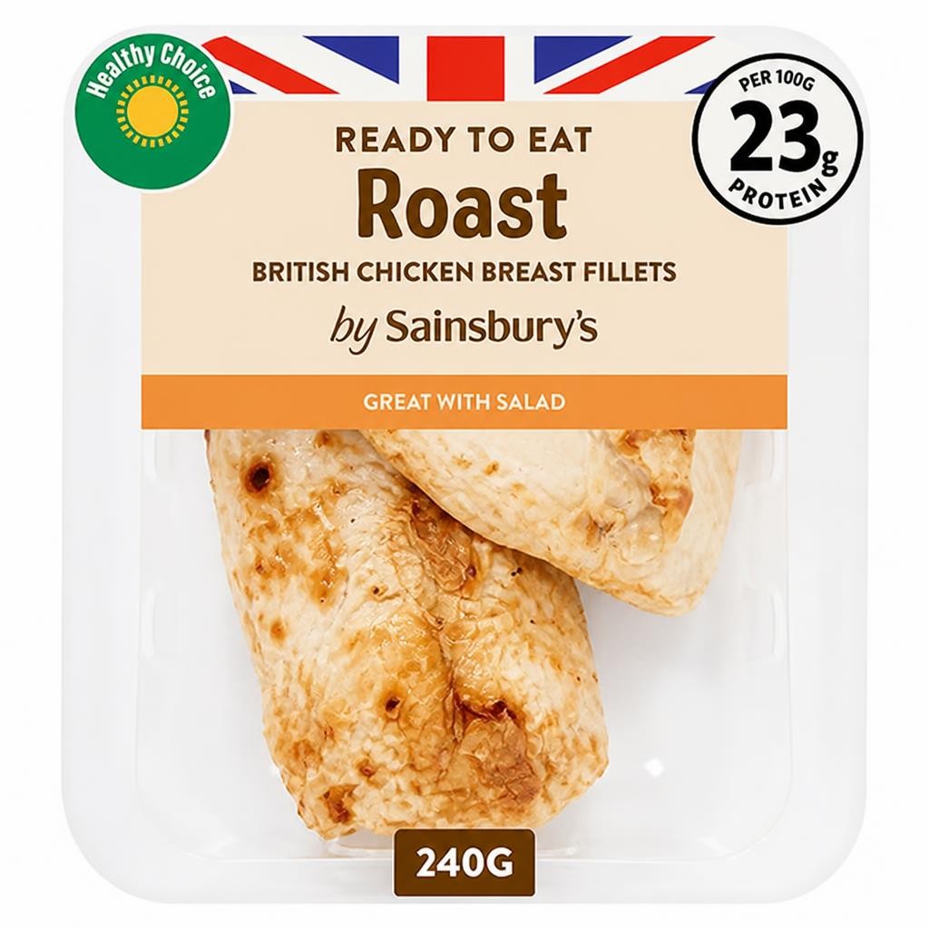 Sainsbury's Cooked Roast British Chicken Breast Fillets x2 240g