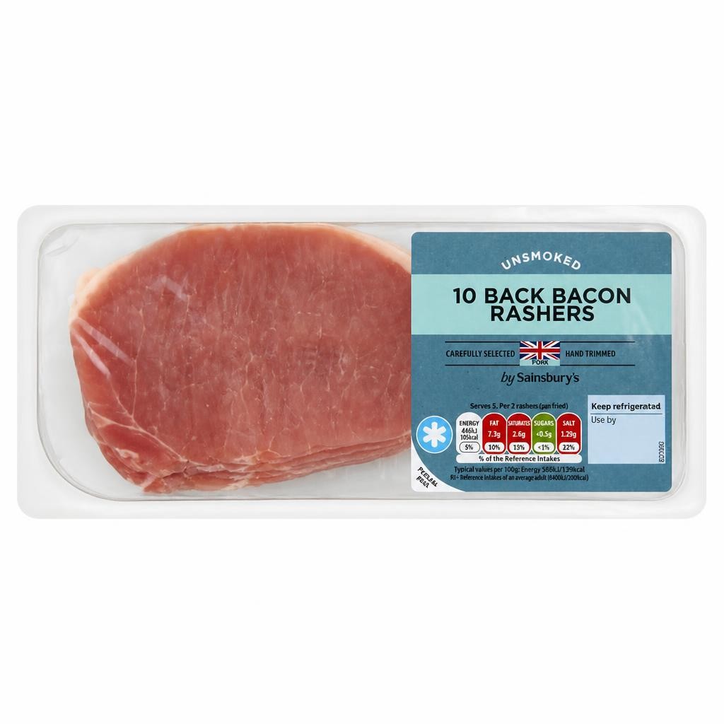 Sainsbury's Unsmoked Back Bacon Rashers x10 300g