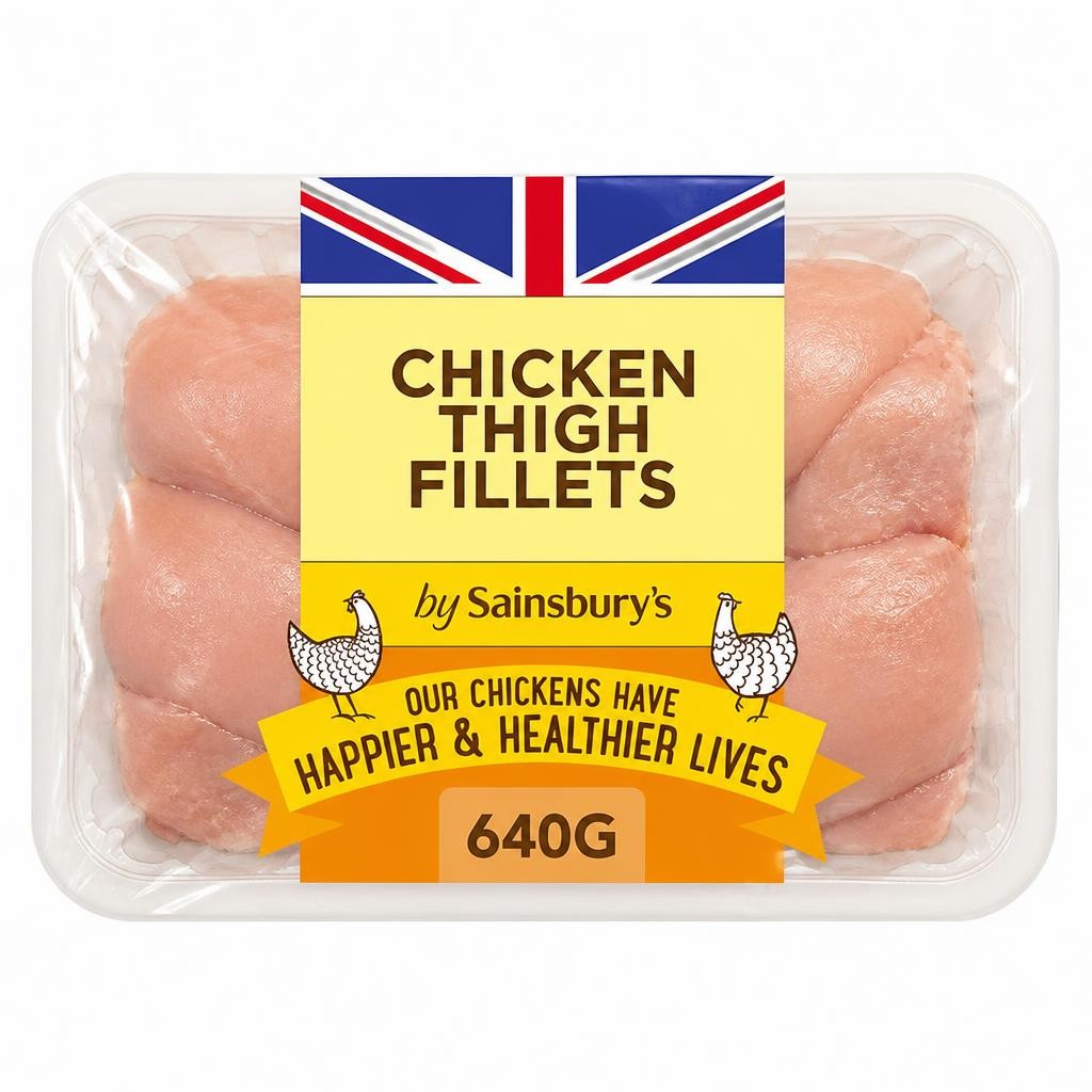 Sainsbury's 640g British Fresh Skinless & Boneless Chicken Thigh Fillets