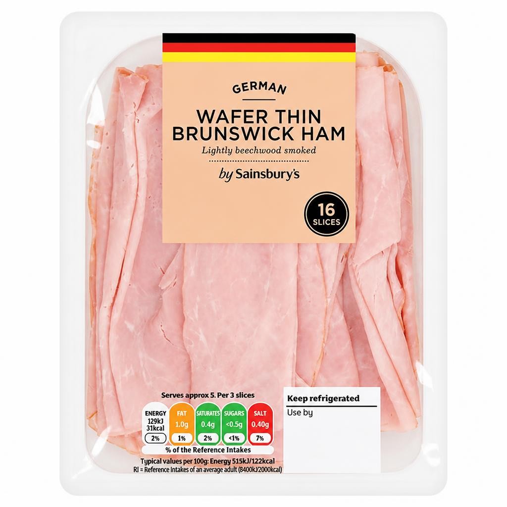 Sainsbury's Wafer Thin Brunswick Ham Slices 125g