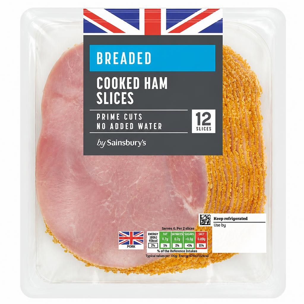 Sainsbury's 12 Breaded Cooked Ham Slices 240g