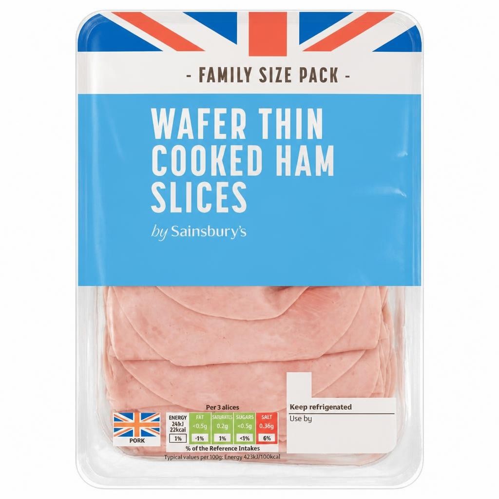 Sainsbury's British Wafer Thin Cooked Ham Slices 400g