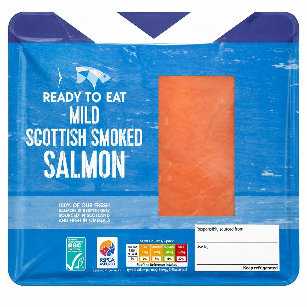 Sainsbury's ASC Scottish Mild Smoked Salmon 100g (Ready to Eat)