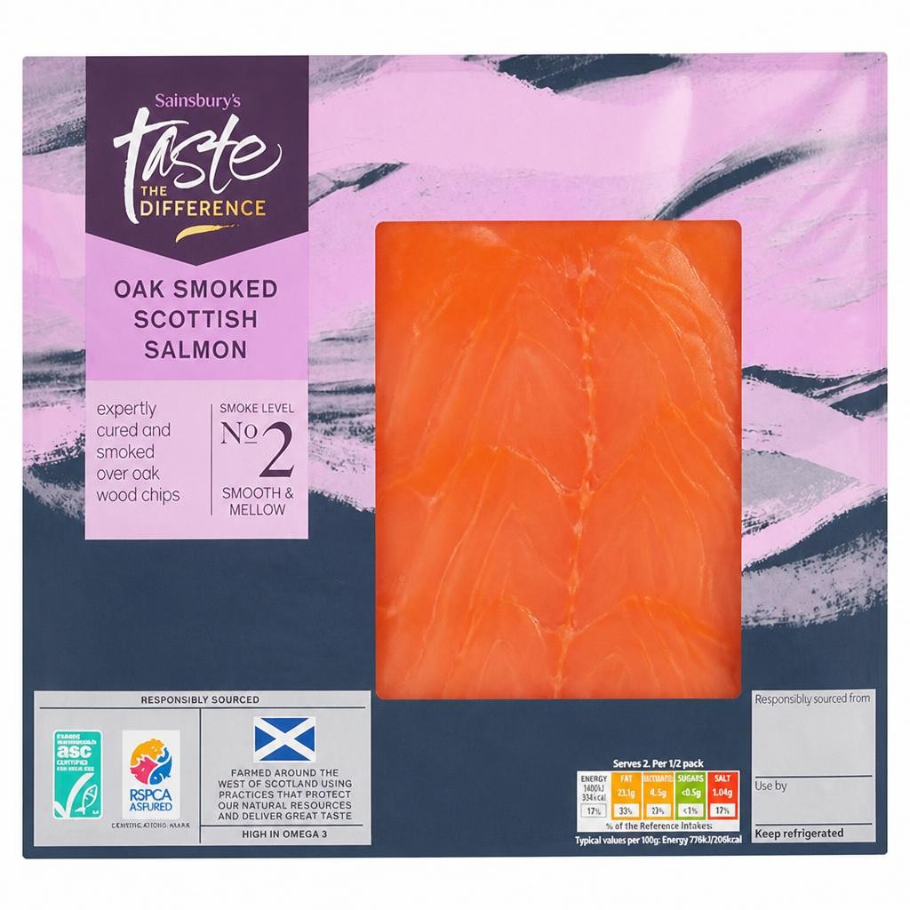 Sainsbury's ASC Oak Smoked Scottish Salmon, Taste the Difference 100g (Ready to eat)