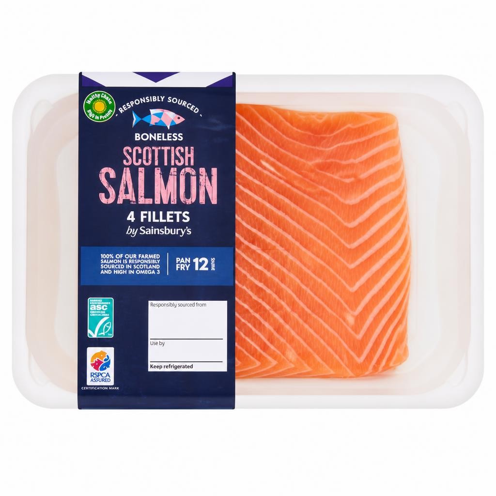 Sainsbury's Skin on ASC Scottish Salmon Fillets x4 480g