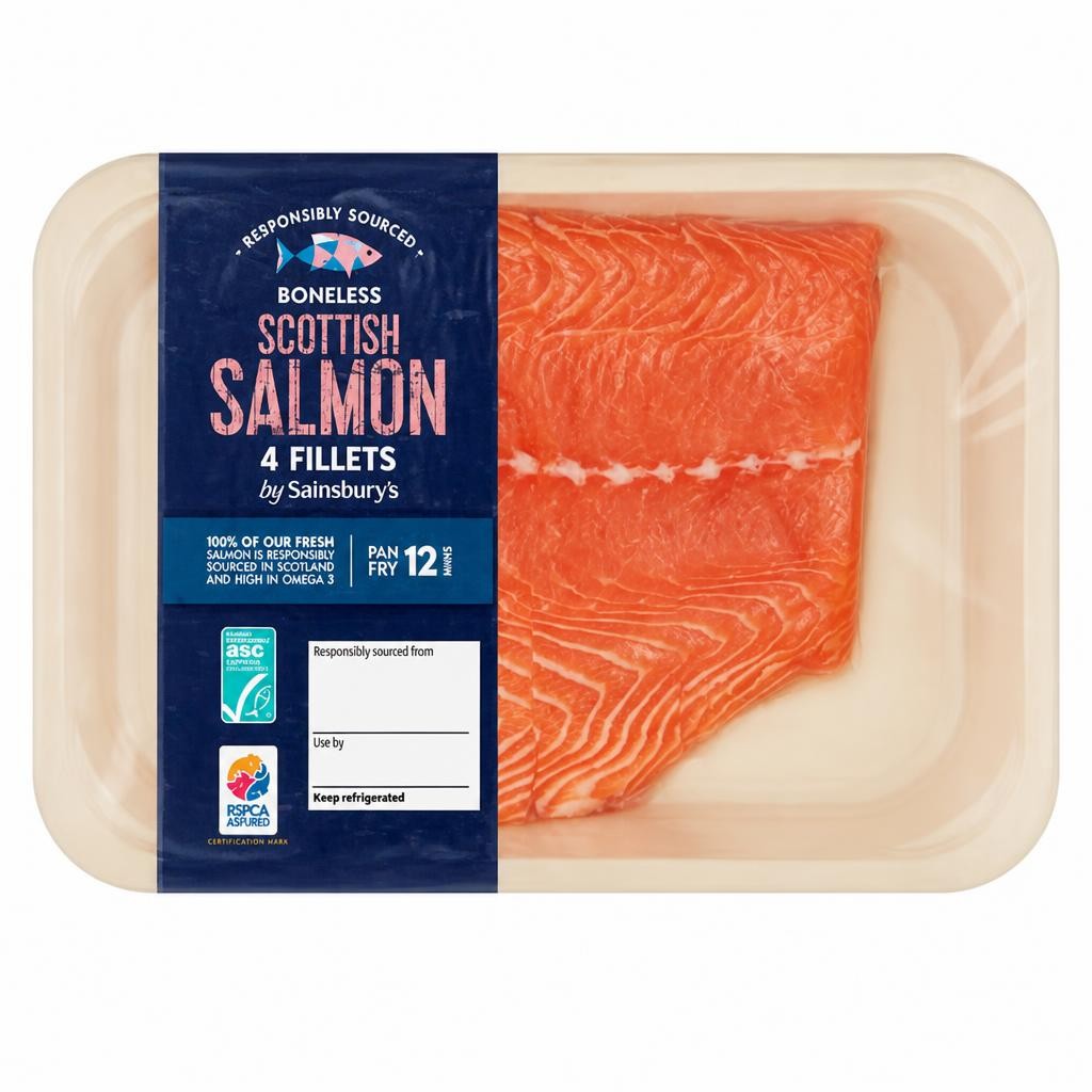 Sainsbury's Skin on ASC Scottish Salmon Fillets x4 480g