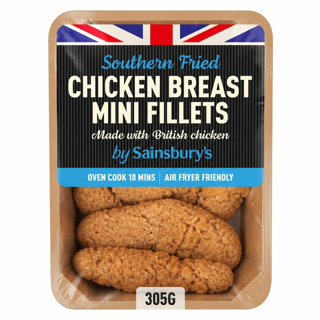 Sainsbury's Southern Fried Breaded Fresh British Chicken Mini Fillets 305g