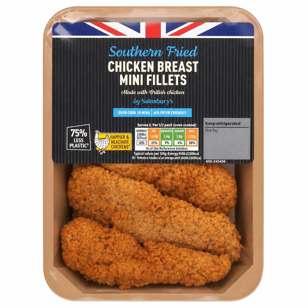 Sainsbury's Southern Fried Breaded Fresh British Chicken Mini Fillets 305g
