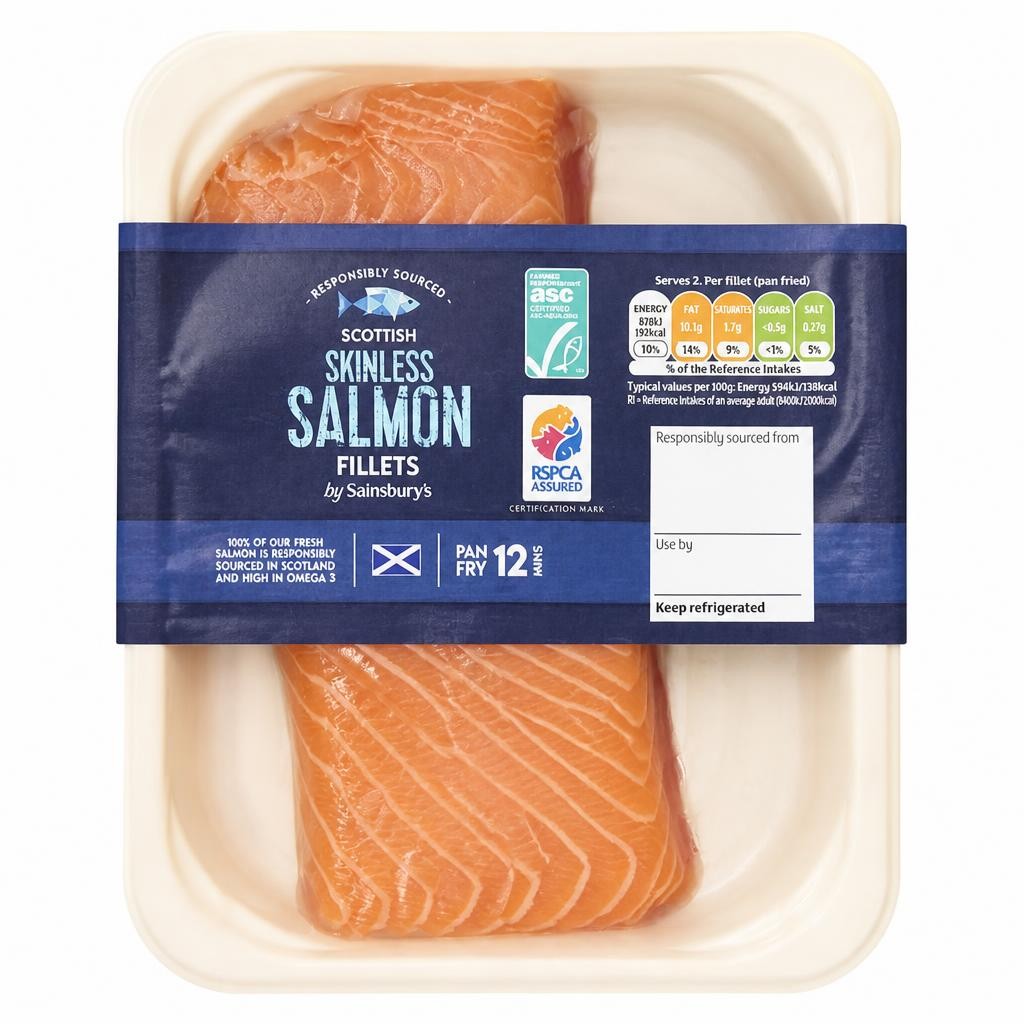 Sainsbury's 2 Skinless Scottish Salmon Fillets 220g
