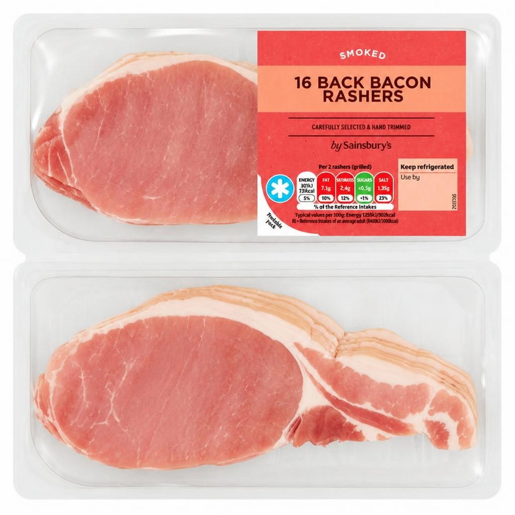 Sainsbury's Smoked 16 Back Bacon Rashers 2x250g