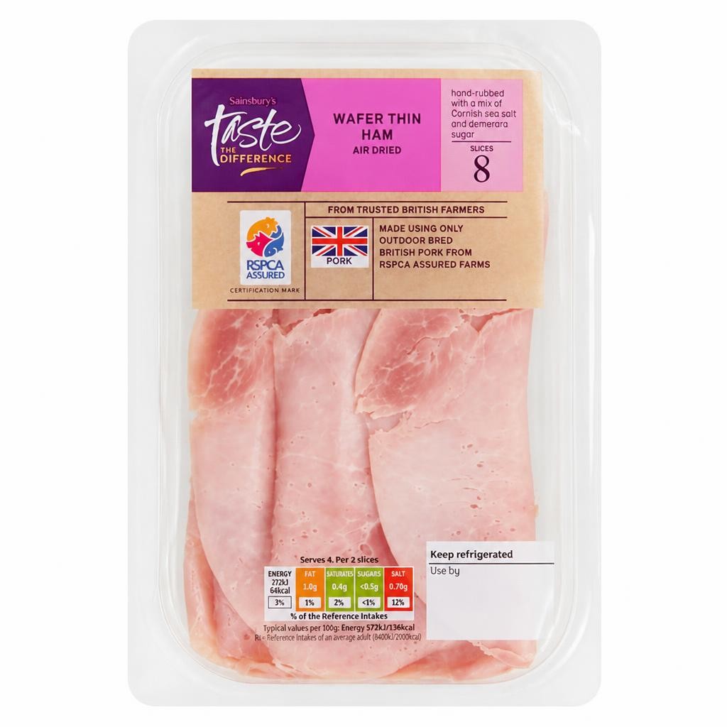 Sainsbury's Wafer Thin Air Dried British Ham Slices, Taste the Difference 120g