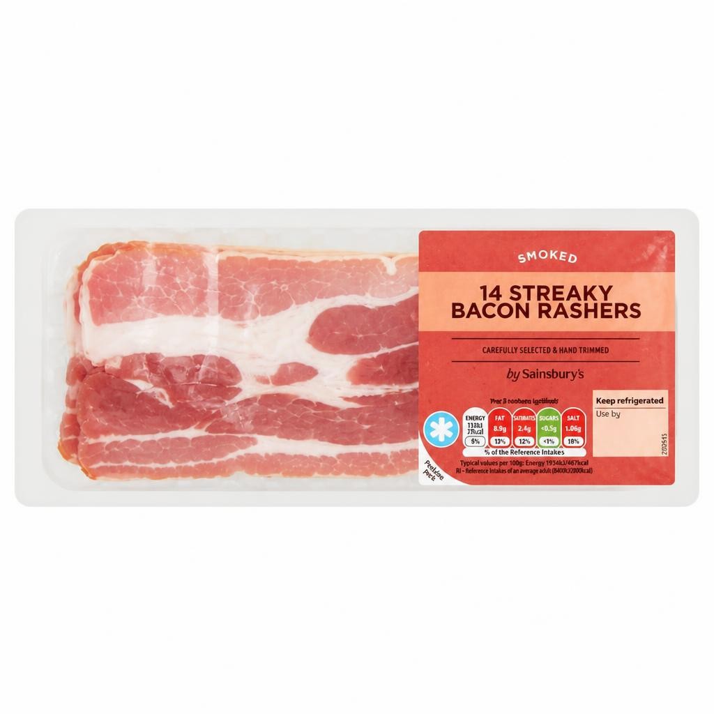 Sainsbury's Smoked Streaky Bacon Rashers x14 300g