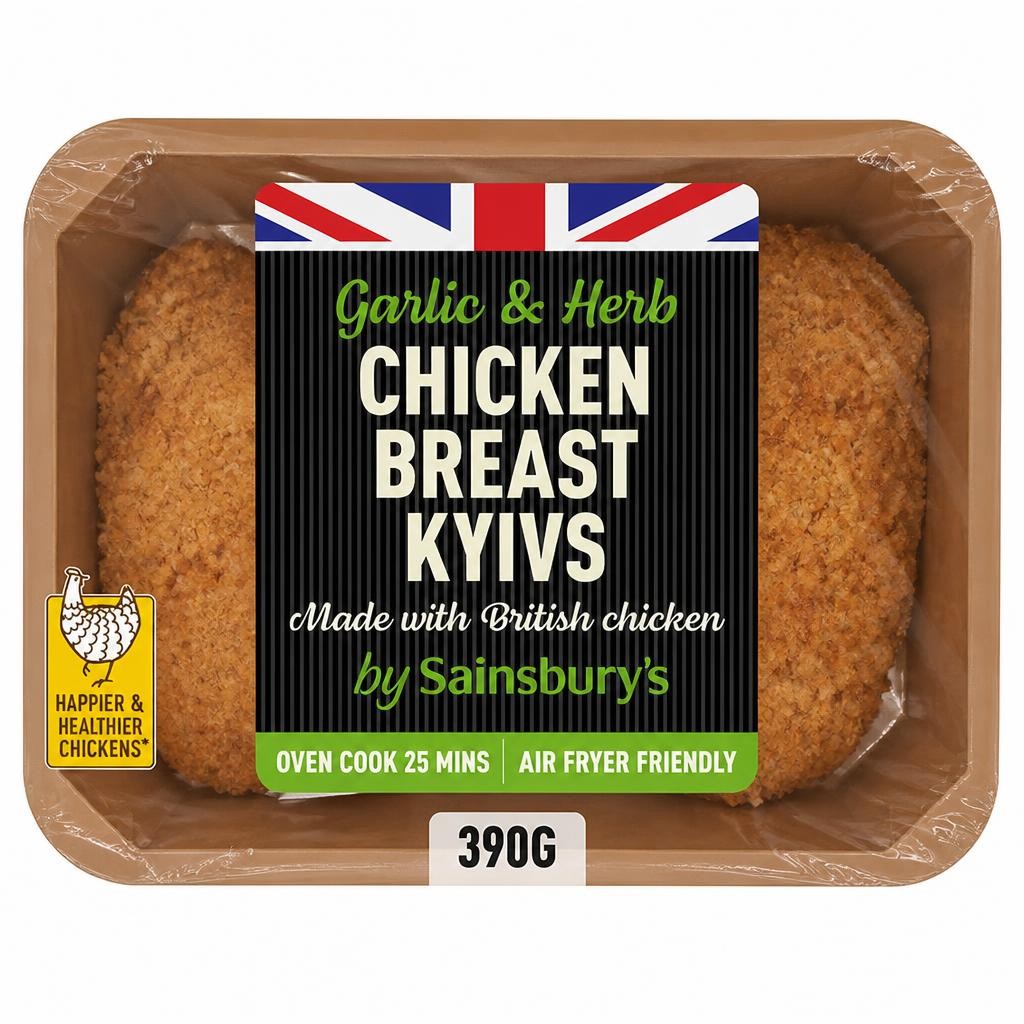 Sainsbury's Fresh British Chicken Breast Fillet garlic Kyiv x2 390g