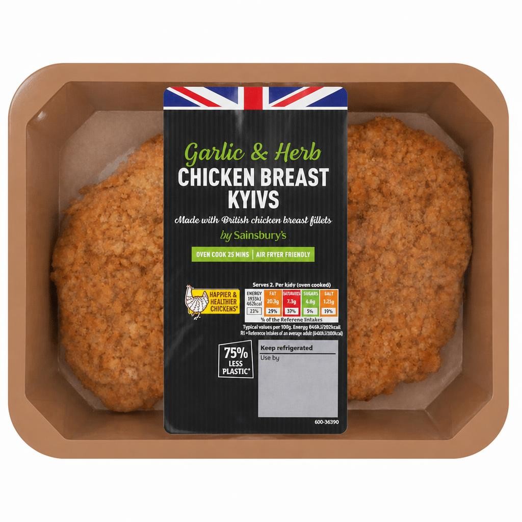 Sainsbury's Fresh British Chicken Breast Fillet garlic Kyiv x2 390g