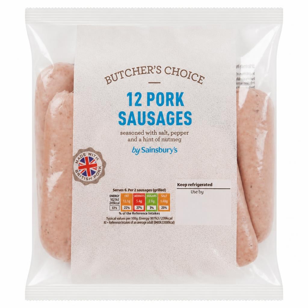 Sainsbury's Butcher's choice British Pork Sausage x12 681g