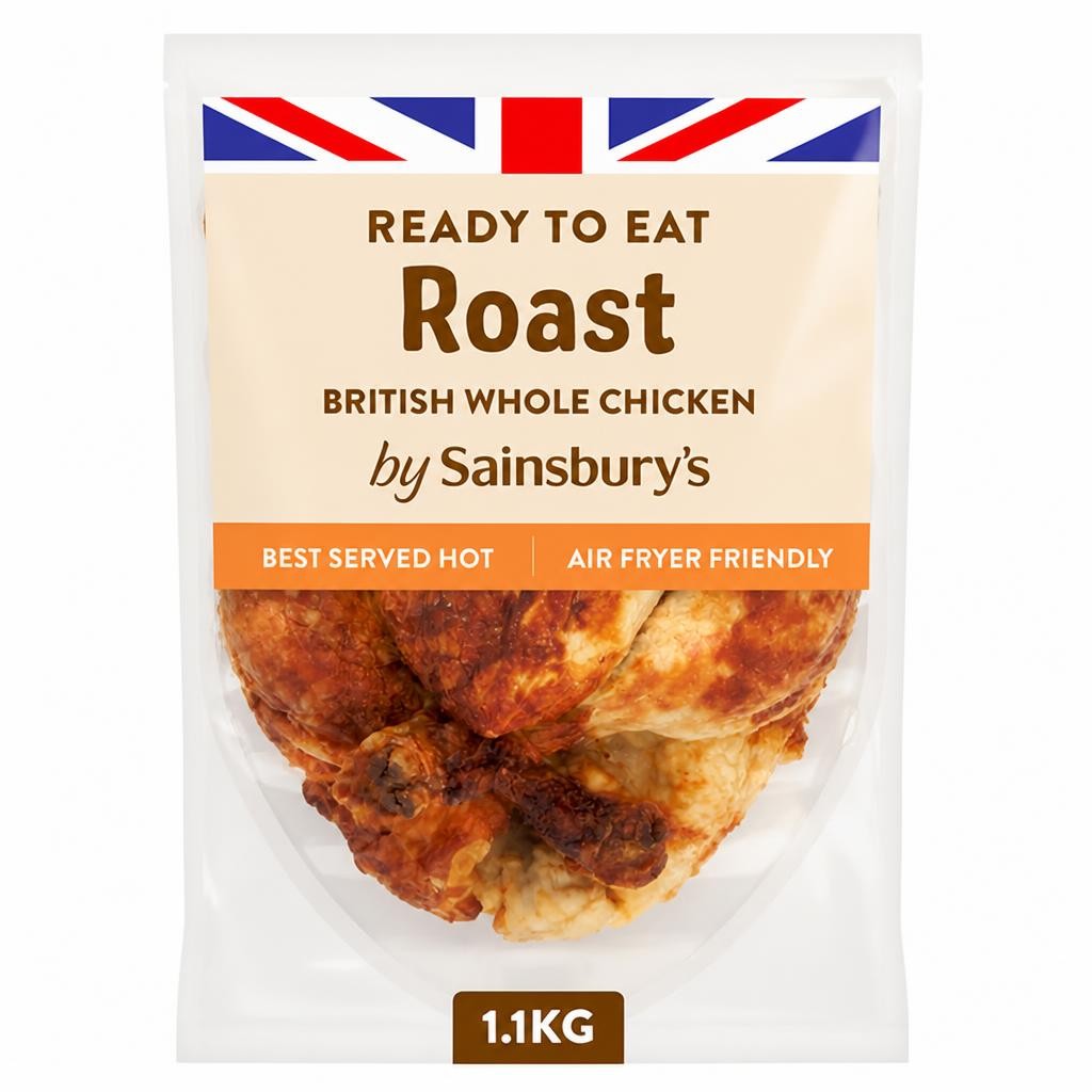 Sainsbury's Roast Whole Cooked British Chicken 894g - 1112g