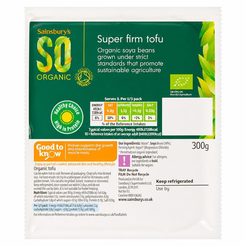 Sainsbury's SO Organic Super Firm Tofu 300g