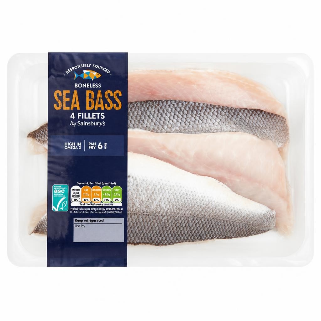 Sainsbury's Sea Bass Fillets ASC x4 360g