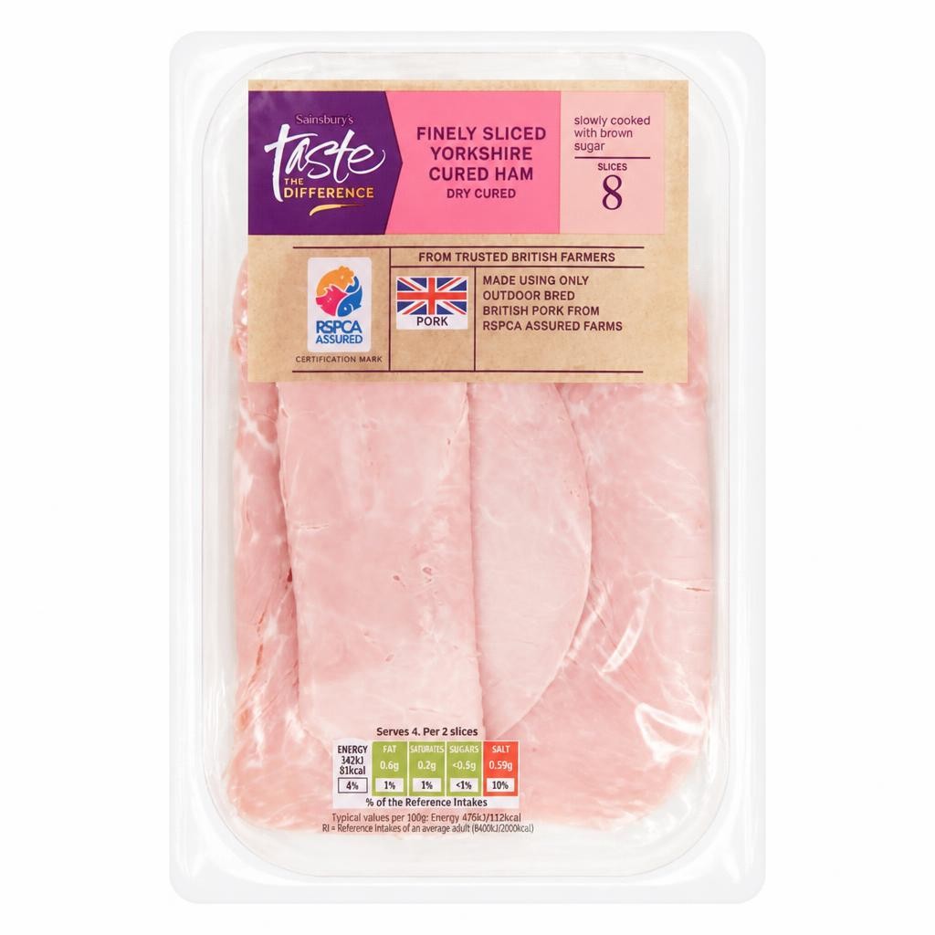 Sainsbury's Finely Sliced Yorkshire Dry Cured Cooked British Ham, Taste the Difference 120g