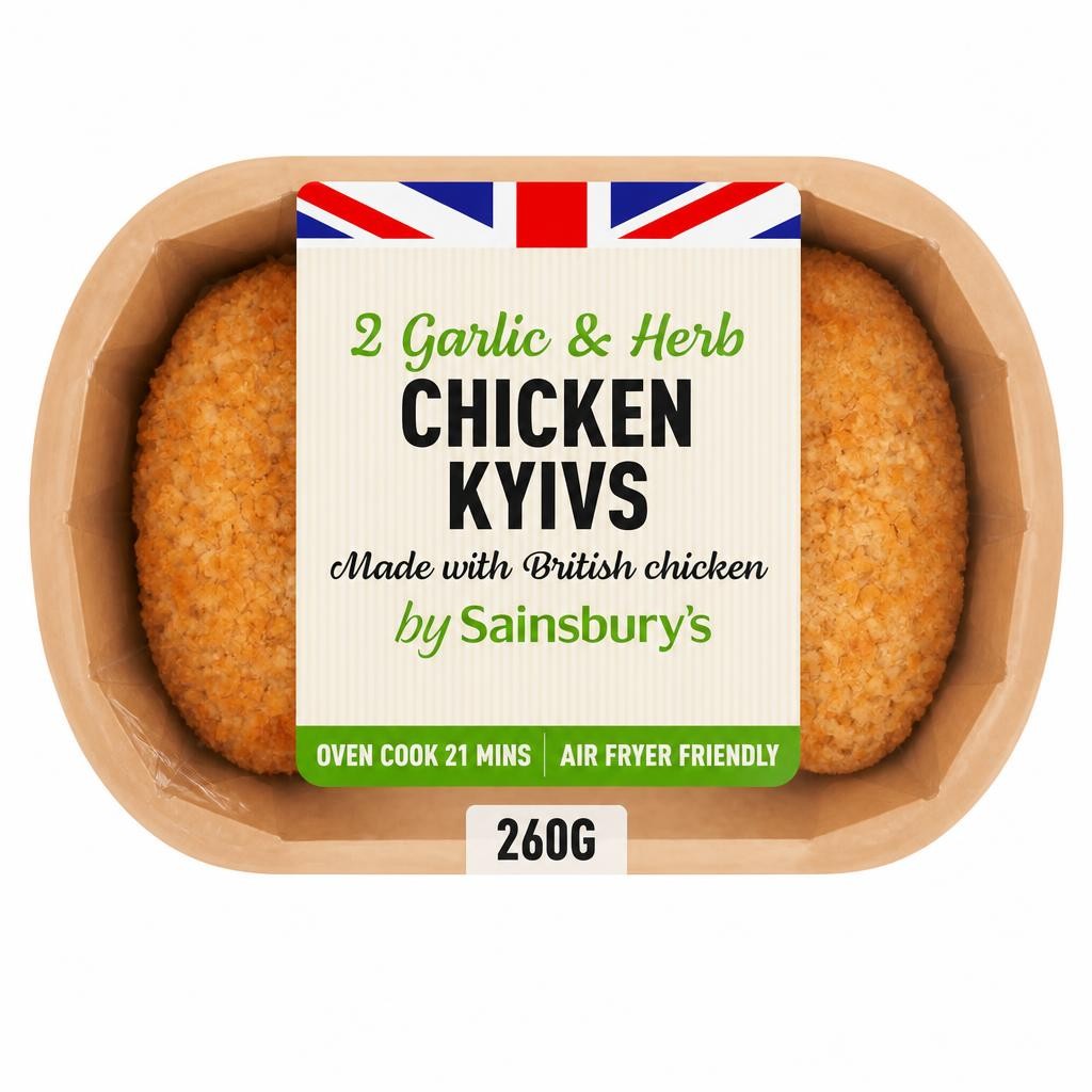 Sainsbury's Fresh British Chicken Breaded Kyiv With garlic & Herb Butter x2 260g