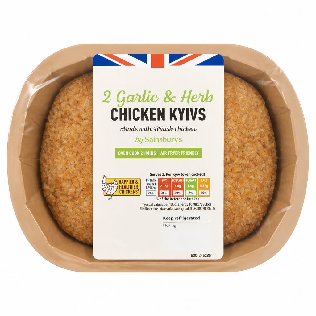 Sainsbury's Fresh British Chicken Breaded Kyiv With garlic & Herb Butter x2 260g