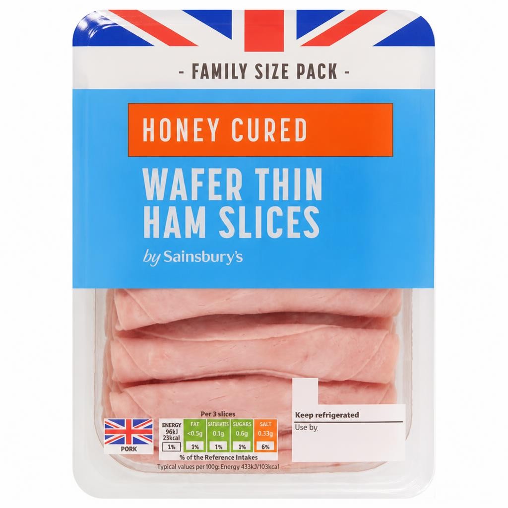 Sainsbury's British Wafer Thin Honey Cured Ham Slices 400g