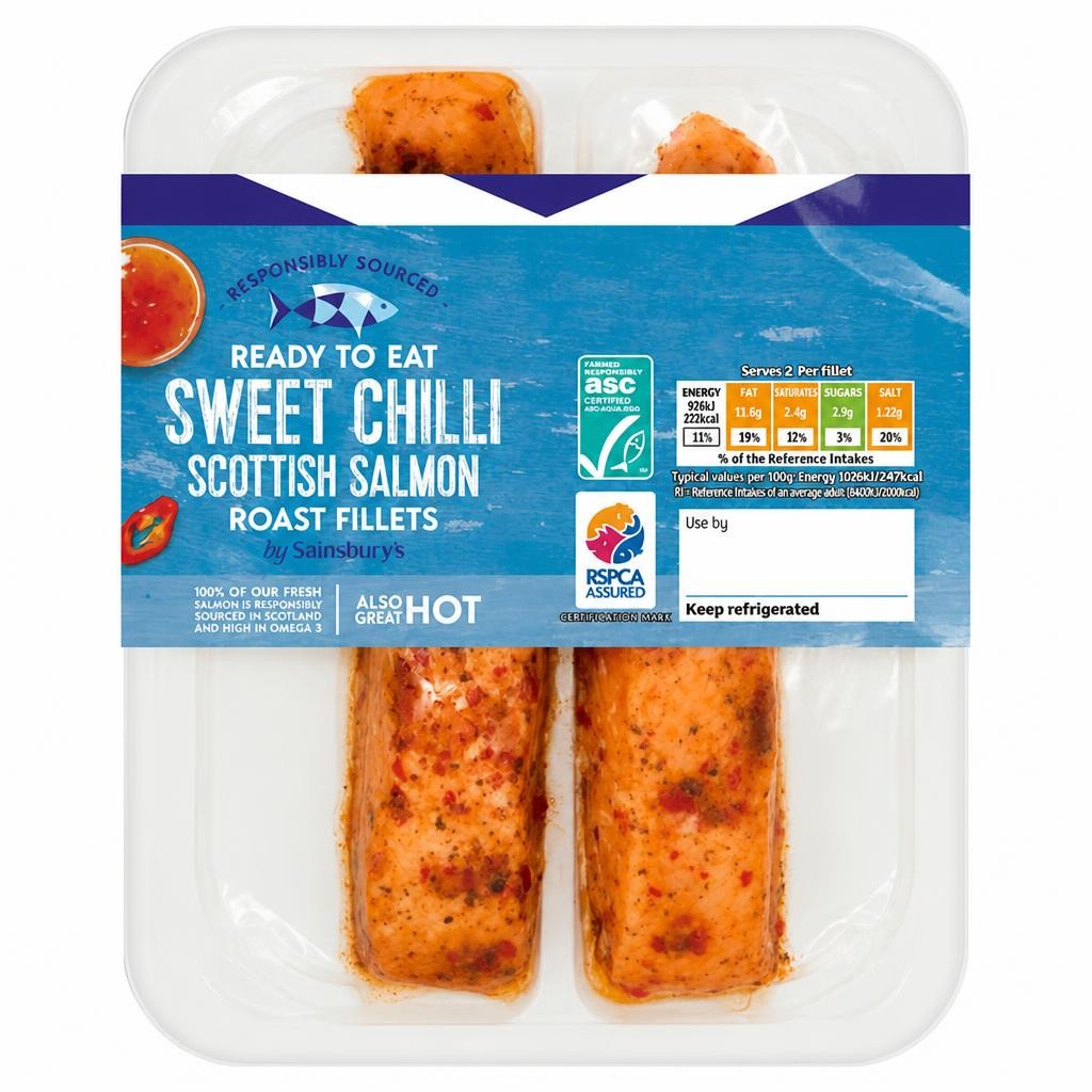 Sainsbury's Sweet Chilli ASC Scottish Salmon Portions x2 180g (Ready to eat)