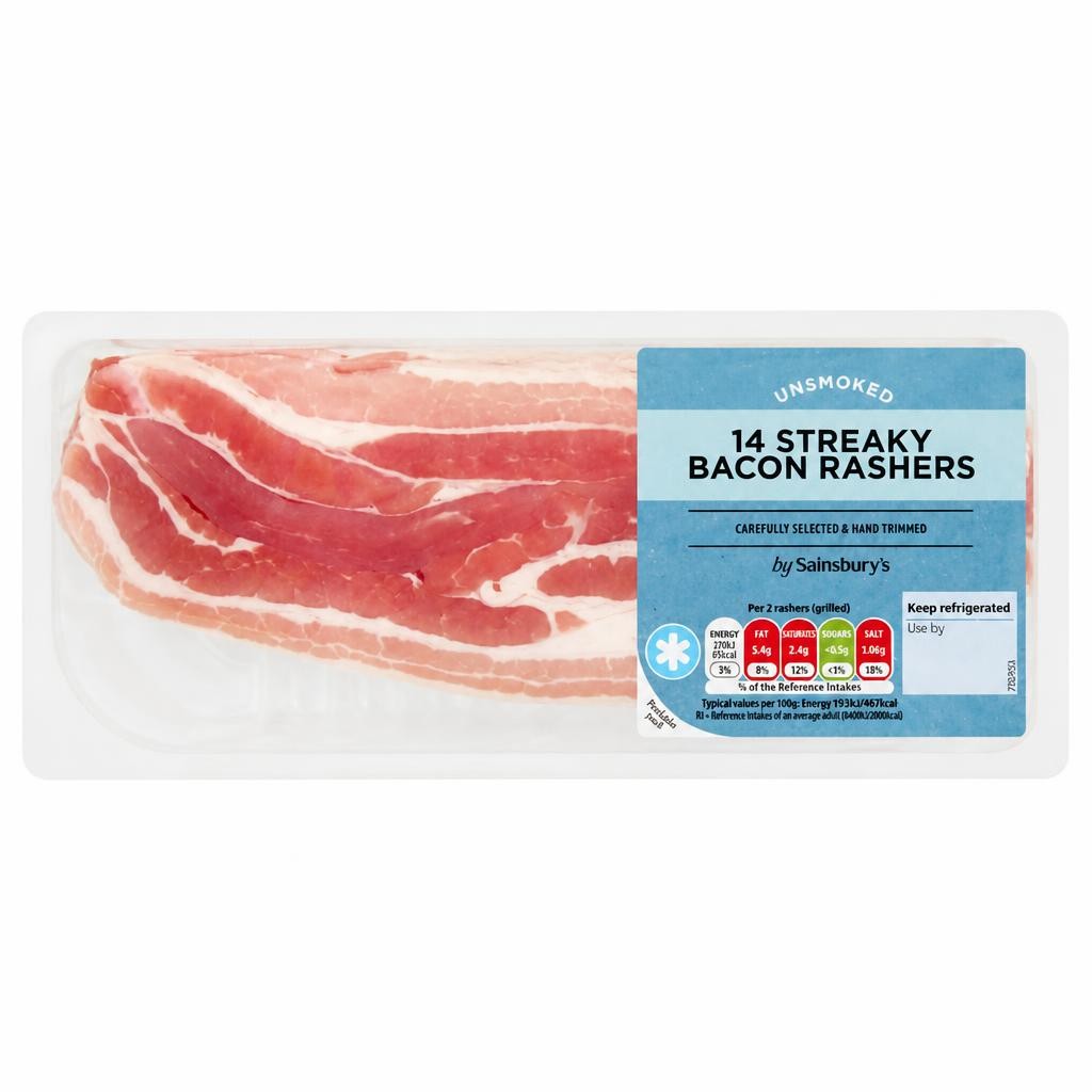 Sainsbury's Unsmoked Streaky Bacon Rashers x14 300g