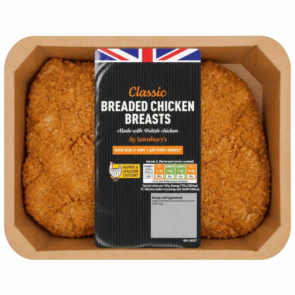 Sainsbury's Breaded Fresh British Chicken Breast Fillets x2 350g