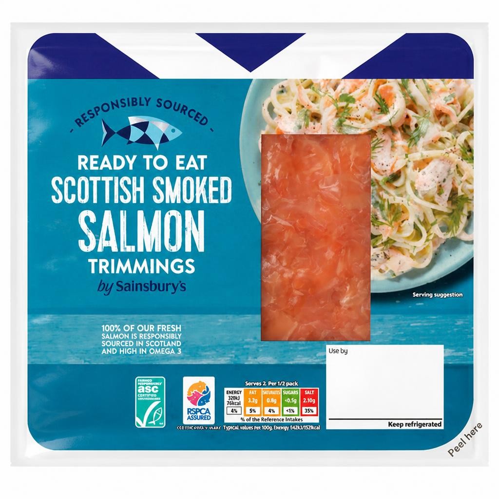 Sainsbury's Scottish Smoked Salmon Trimmings 100g (Ready to Eat)