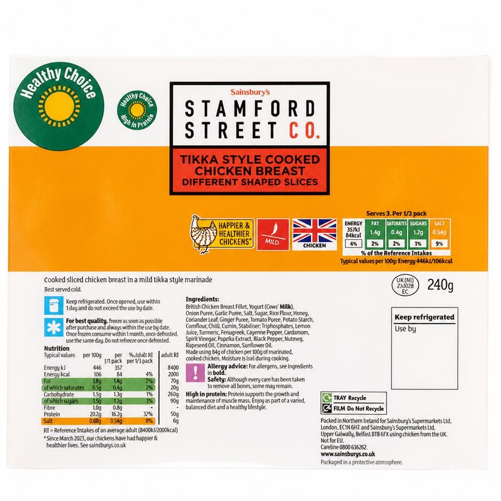Stamford Street Co. Tikka Style Cooked Chicken Breast 240g