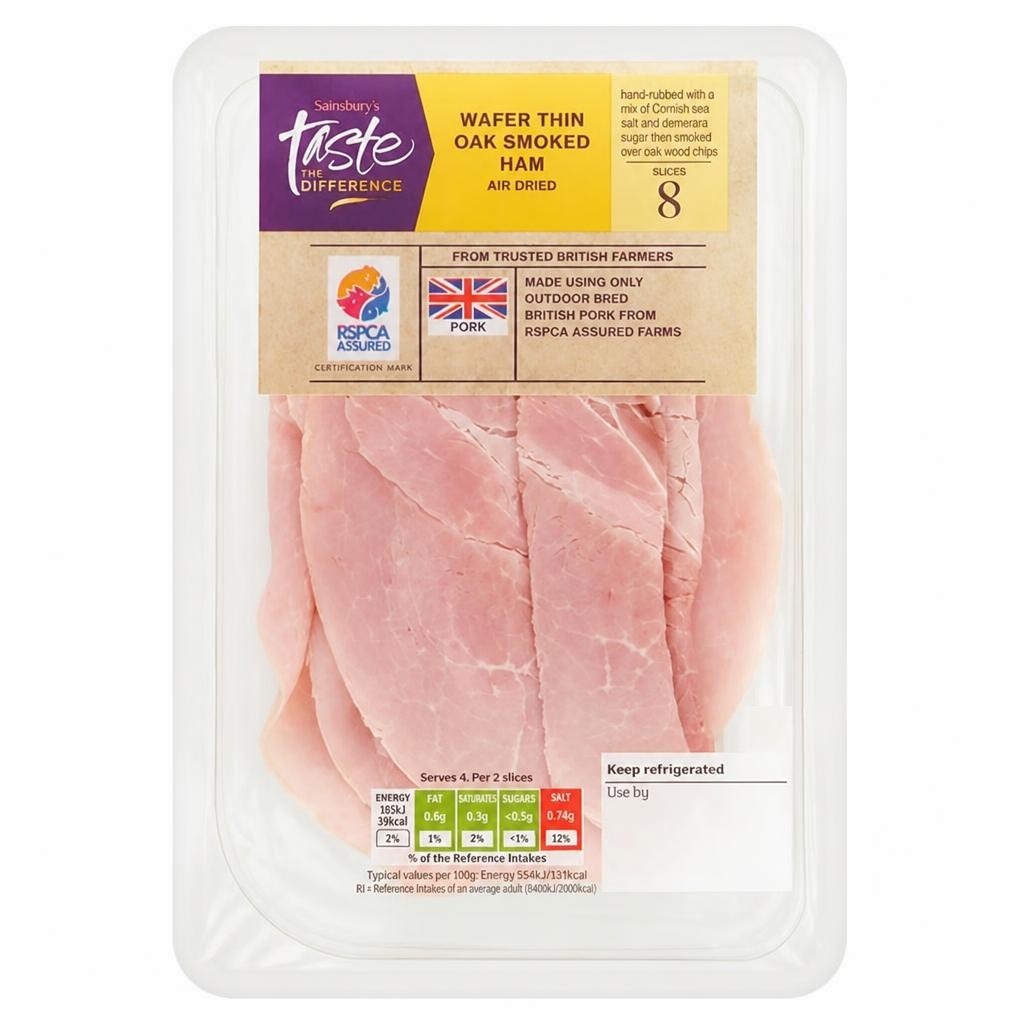 Sainsbury's Air Dried Oak Smoked Wafer Thin Cooked British Ham, Taste the Difference 120g