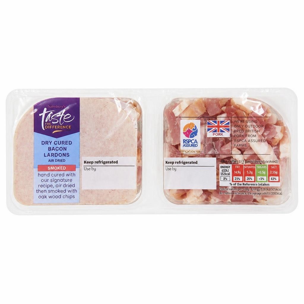 Sainsbury's Smoked Air Dried Bacon Lardons, Taste the Difference 160g
