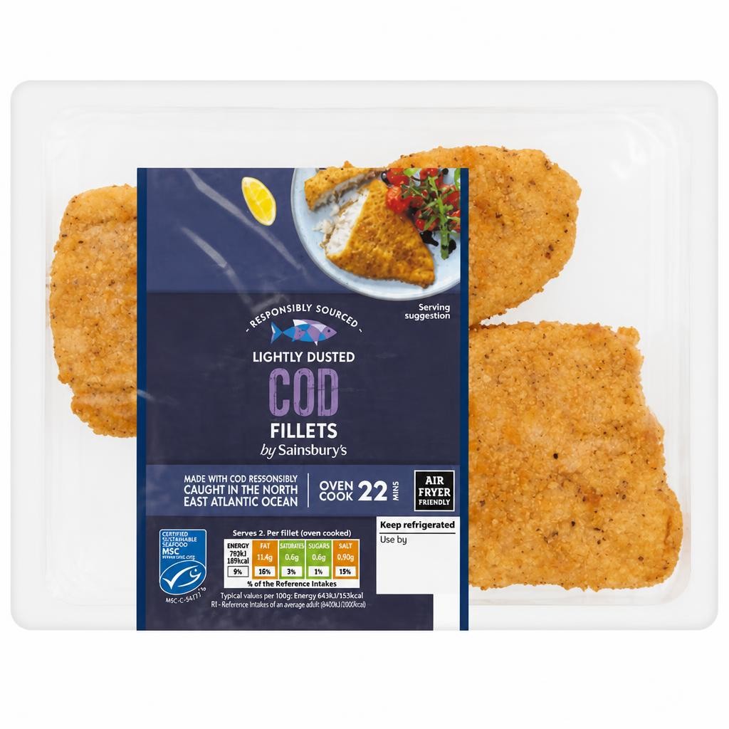 Sainsbury's Lightly Dusted MSC Cod Fillets x2 255g