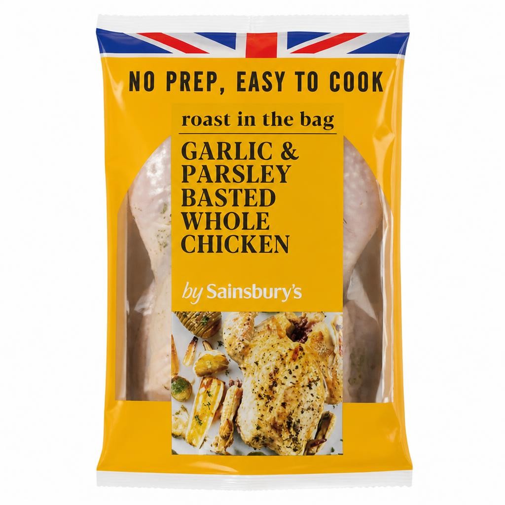 Sainsbury's 1.45kg Roast in the Bag Basted Garlic & Parsley Whole Chicken