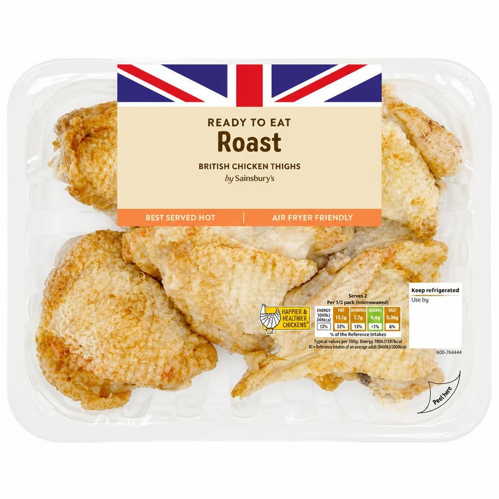 Sainsbury's Roast British Cooked Chicken Thighs 450g