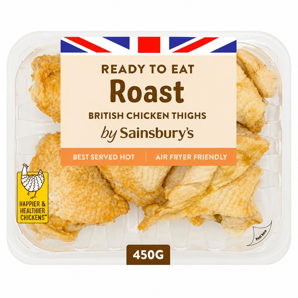 Sainsbury's Roast British Cooked Chicken Thighs 450g