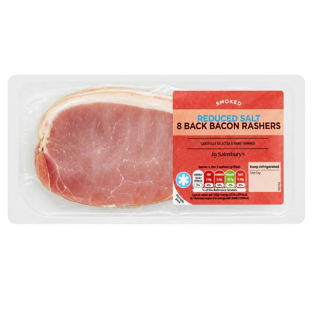 Sainsbury's Smoked Reduced Salt Back Bacon Rashers x8 250g