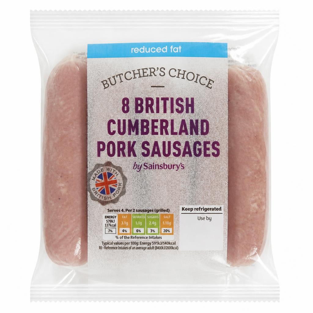 Sainsbury's Butcher's Choice Reduced Fat Cumberland British Pork Sausage 454g